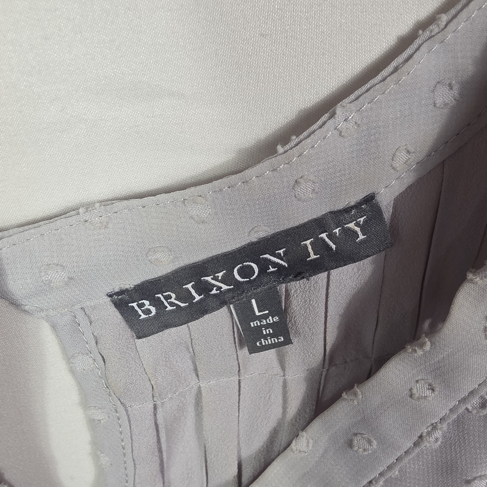 Brixon Ivy Soft Gray Dot V-Neck Sleeveless Blouse Size L - Picture 6 of 15